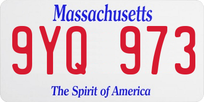 MA license plate 9YQ973