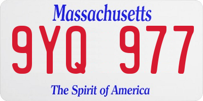 MA license plate 9YQ977