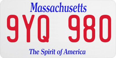 MA license plate 9YQ980