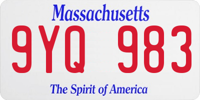 MA license plate 9YQ983