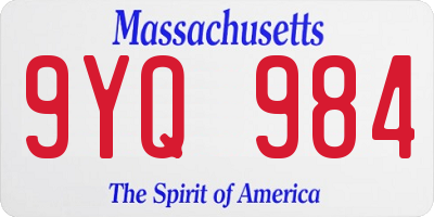MA license plate 9YQ984