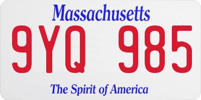MA license plate 9YQ985