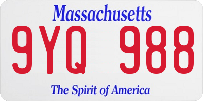 MA license plate 9YQ988