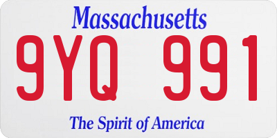 MA license plate 9YQ991