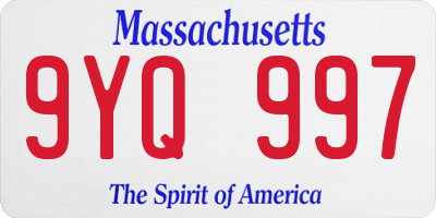 MA license plate 9YQ997