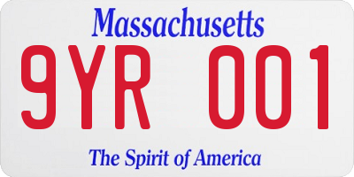 MA license plate 9YR001