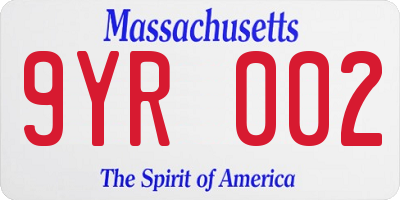 MA license plate 9YR002