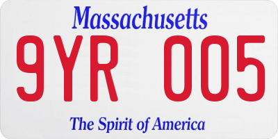 MA license plate 9YR005