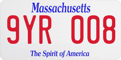 MA license plate 9YR008
