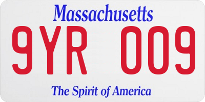 MA license plate 9YR009