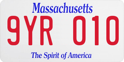 MA license plate 9YR010