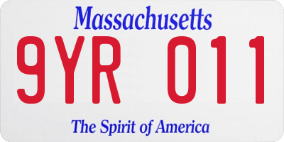 MA license plate 9YR011