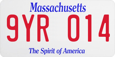 MA license plate 9YR014