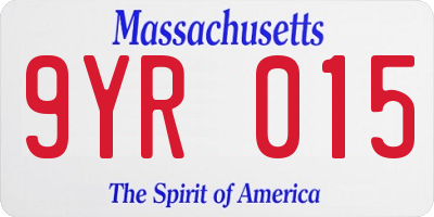 MA license plate 9YR015