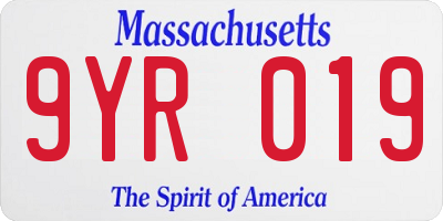 MA license plate 9YR019