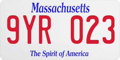 MA license plate 9YR023