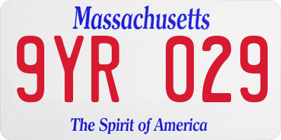 MA license plate 9YR029