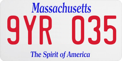 MA license plate 9YR035