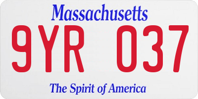 MA license plate 9YR037