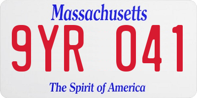 MA license plate 9YR041