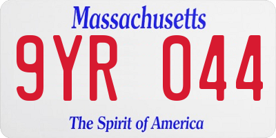 MA license plate 9YR044