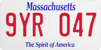 MA license plate 9YR047