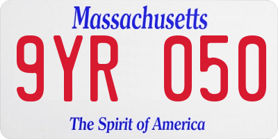 MA license plate 9YR050