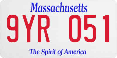 MA license plate 9YR051