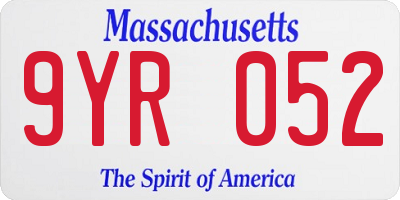 MA license plate 9YR052