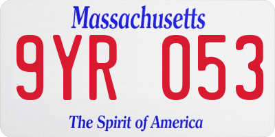 MA license plate 9YR053