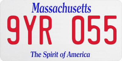 MA license plate 9YR055
