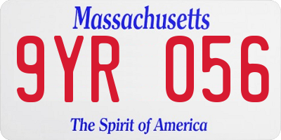 MA license plate 9YR056