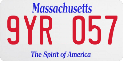 MA license plate 9YR057