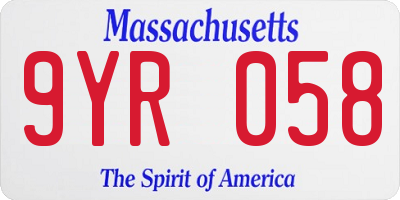 MA license plate 9YR058