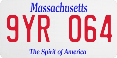 MA license plate 9YR064
