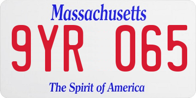 MA license plate 9YR065
