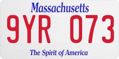 MA license plate 9YR073