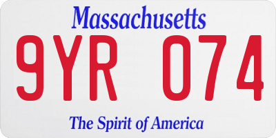 MA license plate 9YR074