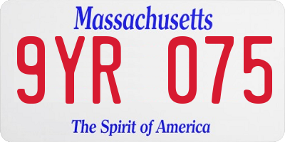 MA license plate 9YR075
