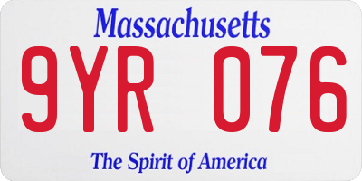 MA license plate 9YR076