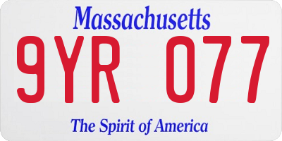 MA license plate 9YR077