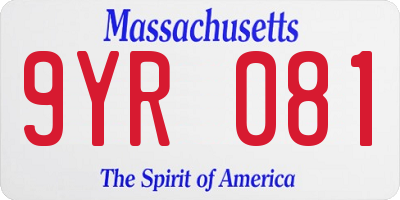 MA license plate 9YR081