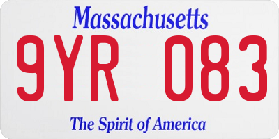 MA license plate 9YR083