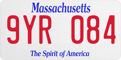 MA license plate 9YR084