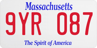 MA license plate 9YR087