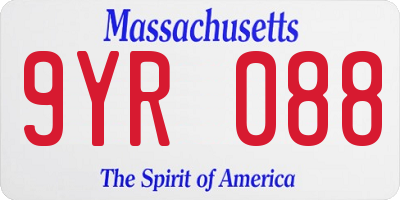 MA license plate 9YR088