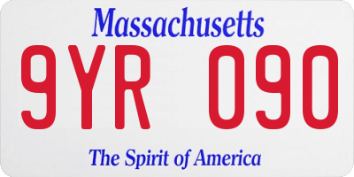 MA license plate 9YR090