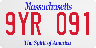 MA license plate 9YR091