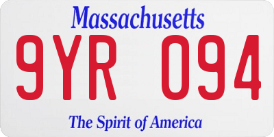 MA license plate 9YR094