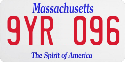 MA license plate 9YR096